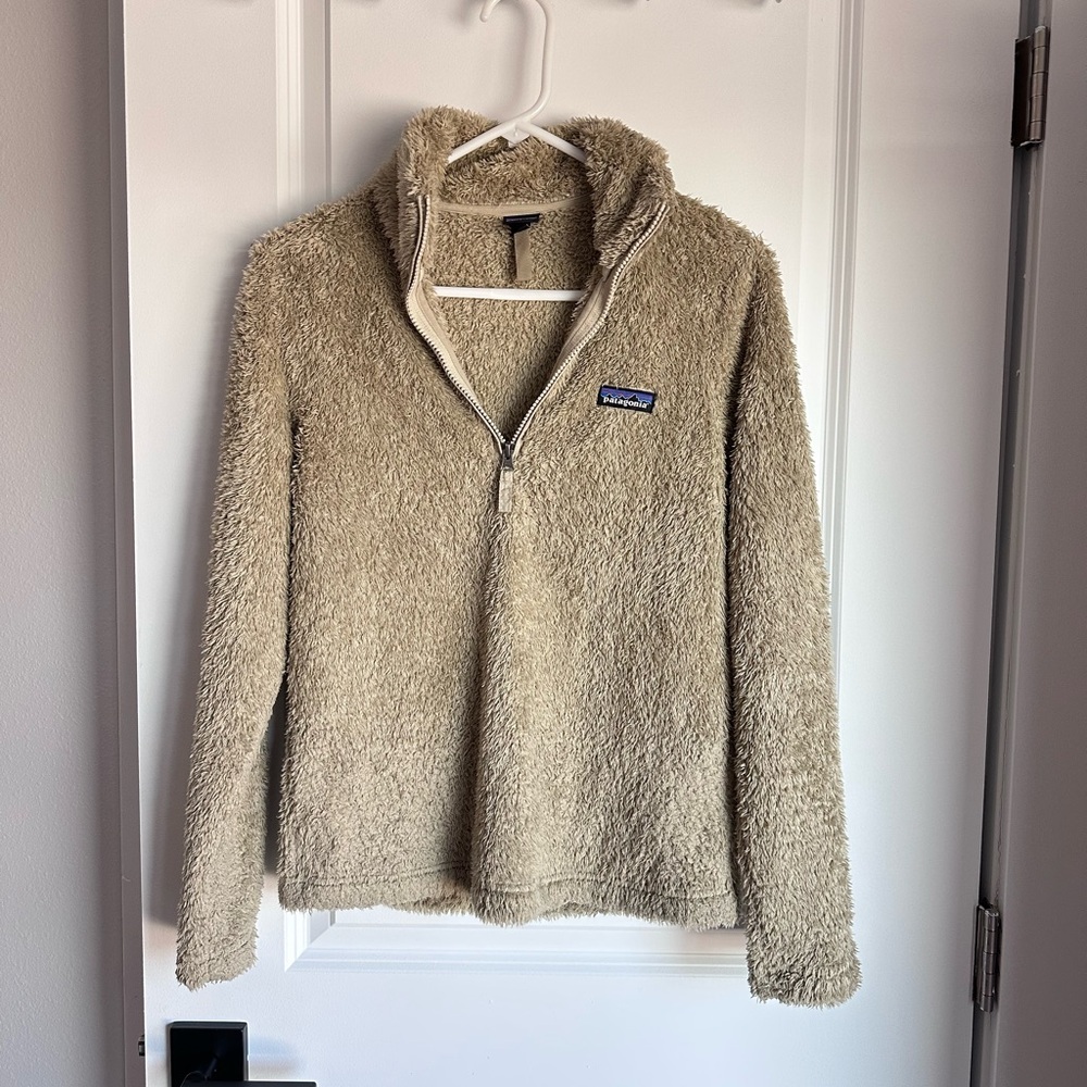 Patagonia Los Gatos Women’s 1/4 Zip Fleece Pullover Light Brown Beige Tan SMALL